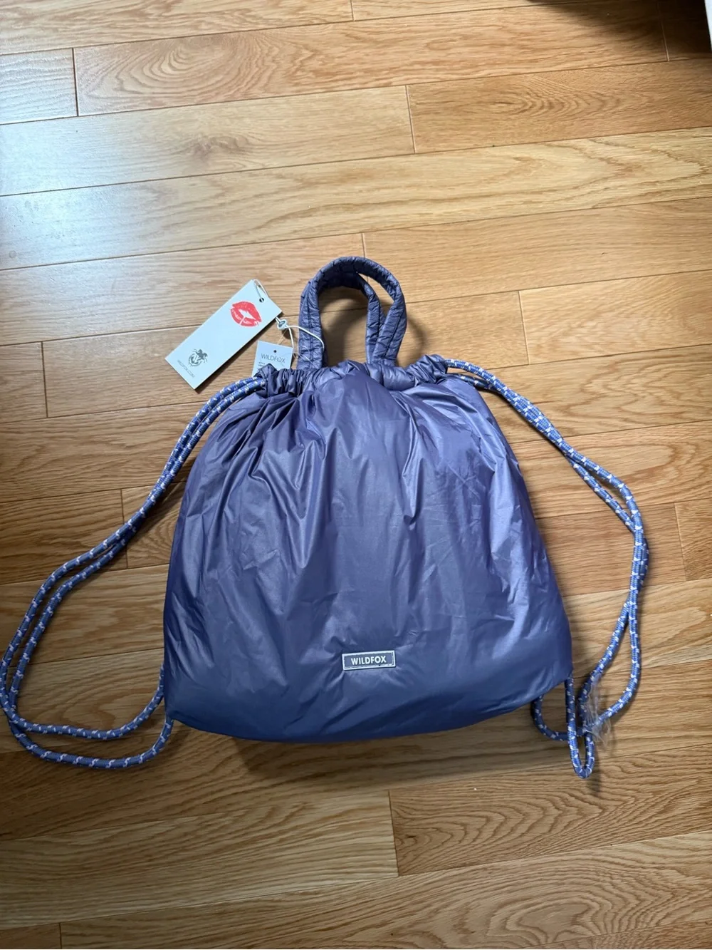 NWT Wildfox Puffy Drawstring Backpack Lavender/Purple